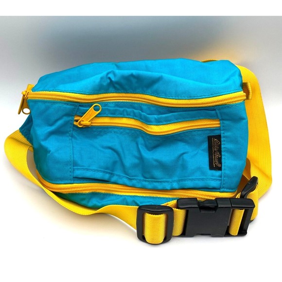 Eddie Bauer Bags Vintage Eddie Bauer Blue Yellow Nylon Expandable Fanny Pack Hip Waist Belt